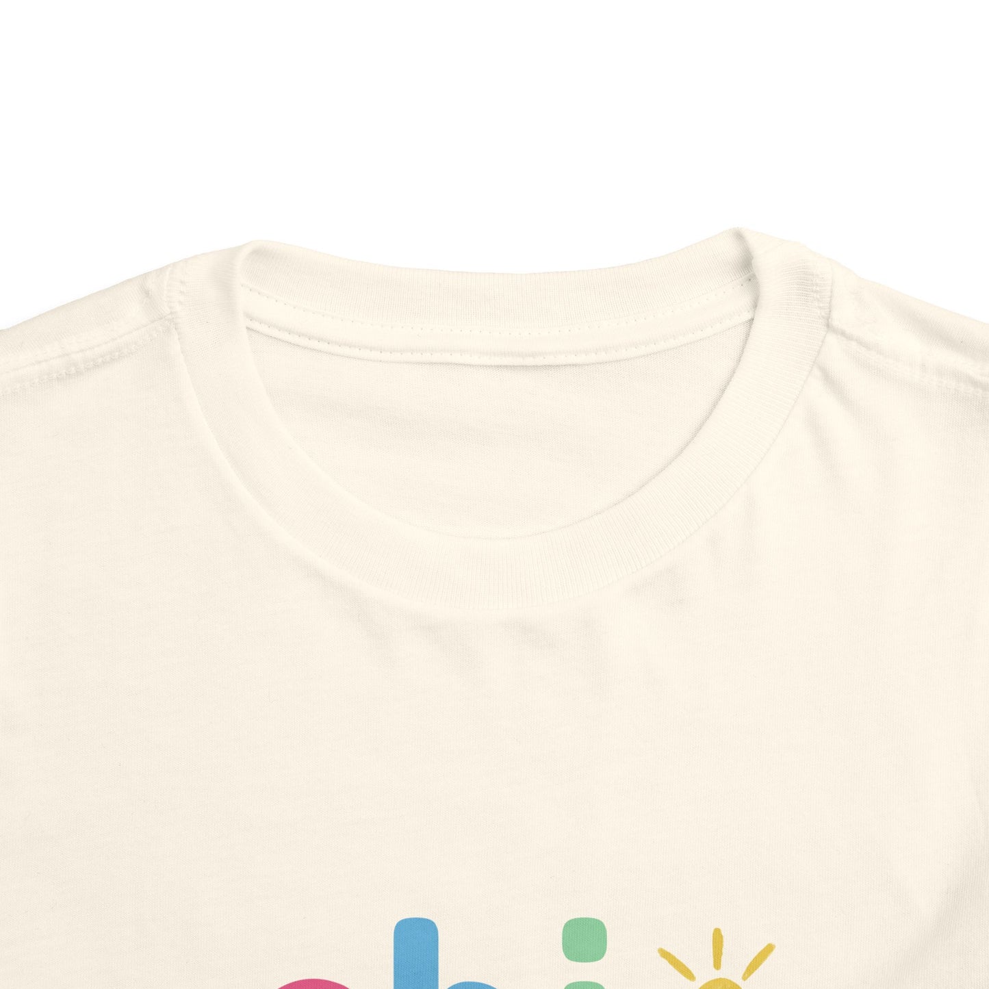 Close-up of a natural color t-shirt neckline