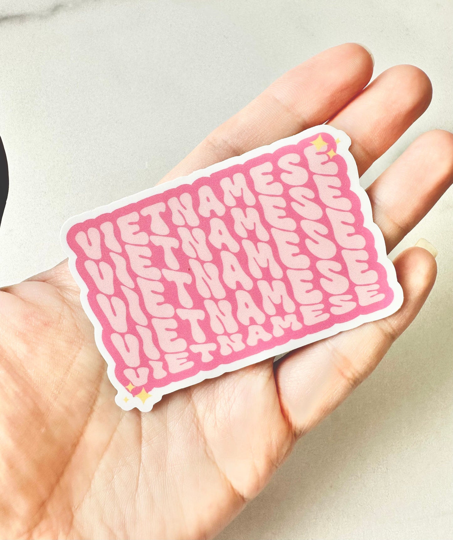 A matte premium vinyl sticker with a text Vietnamese