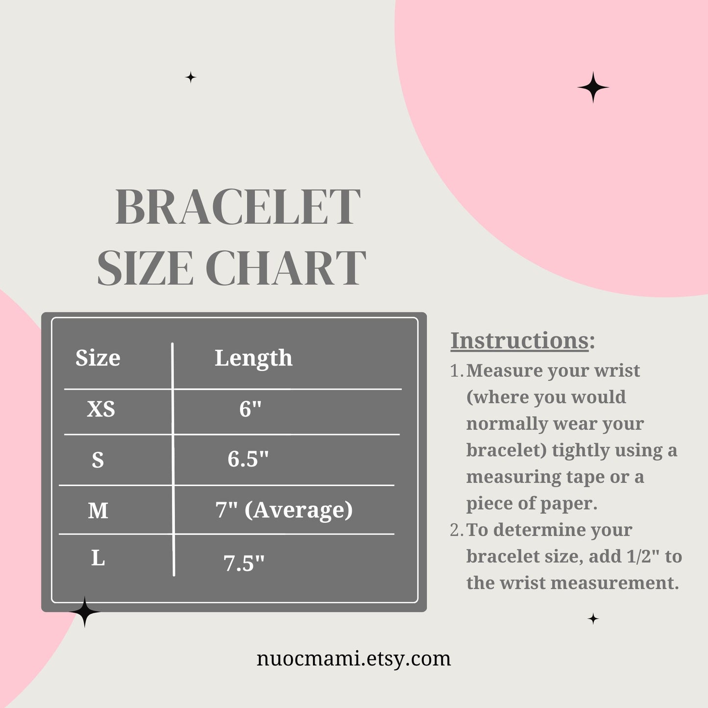 bracelet size chart