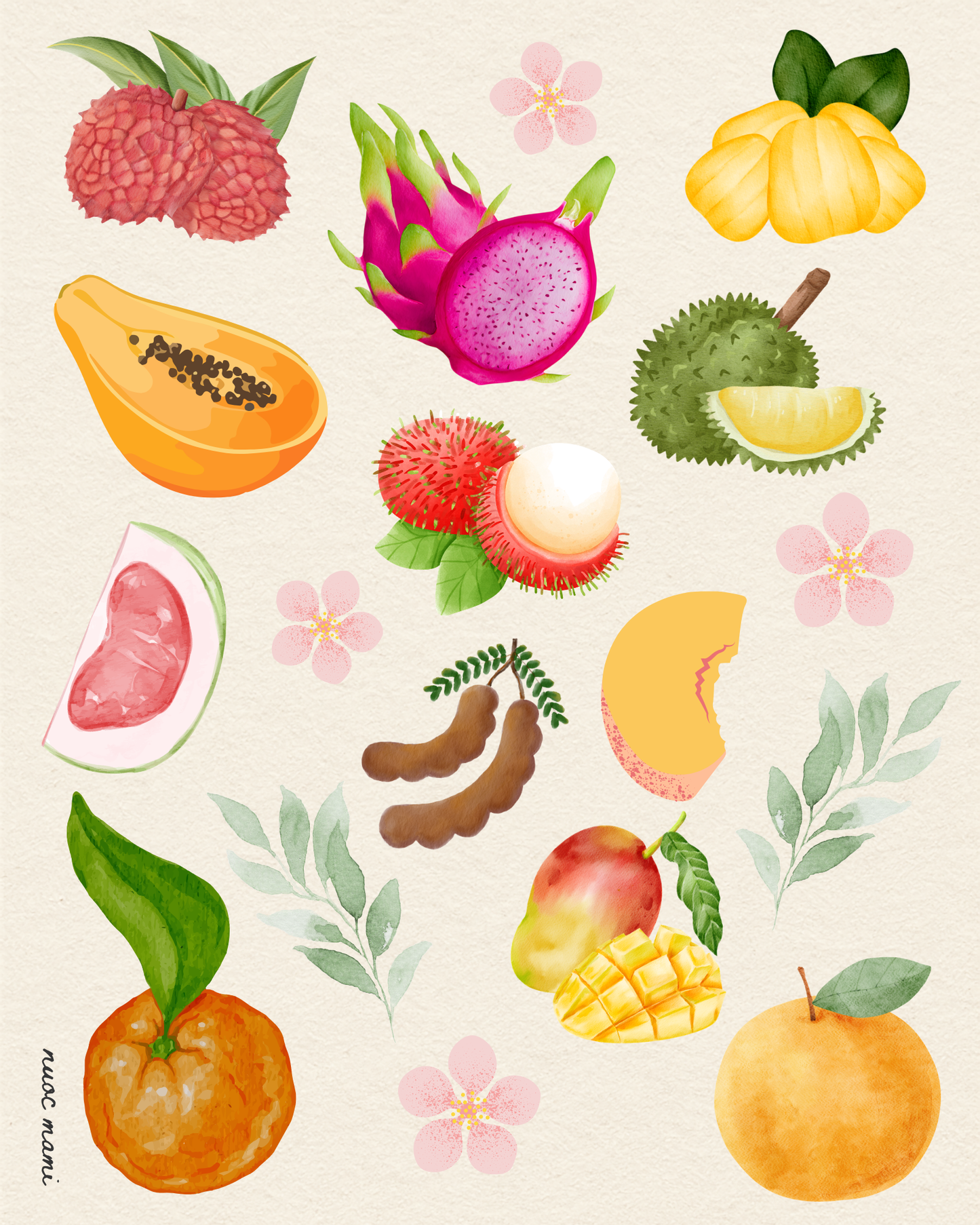 Asian Fruits — Digital Art Print