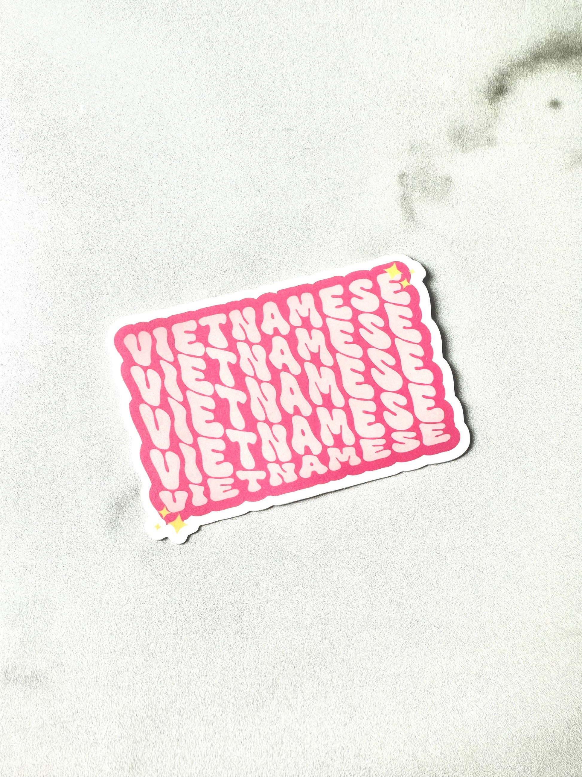 A matte premium vinyl sticker with a text Vietnamese