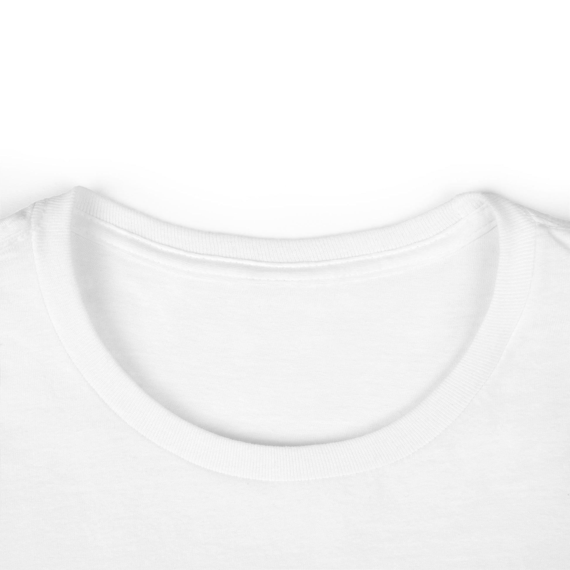 Close-up of a white t-shirt with a focus on the neckline.