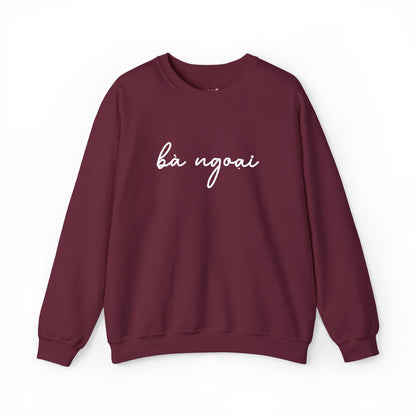 Ba Ngoai Embroidered Crewneck Pullover Sweatshirt