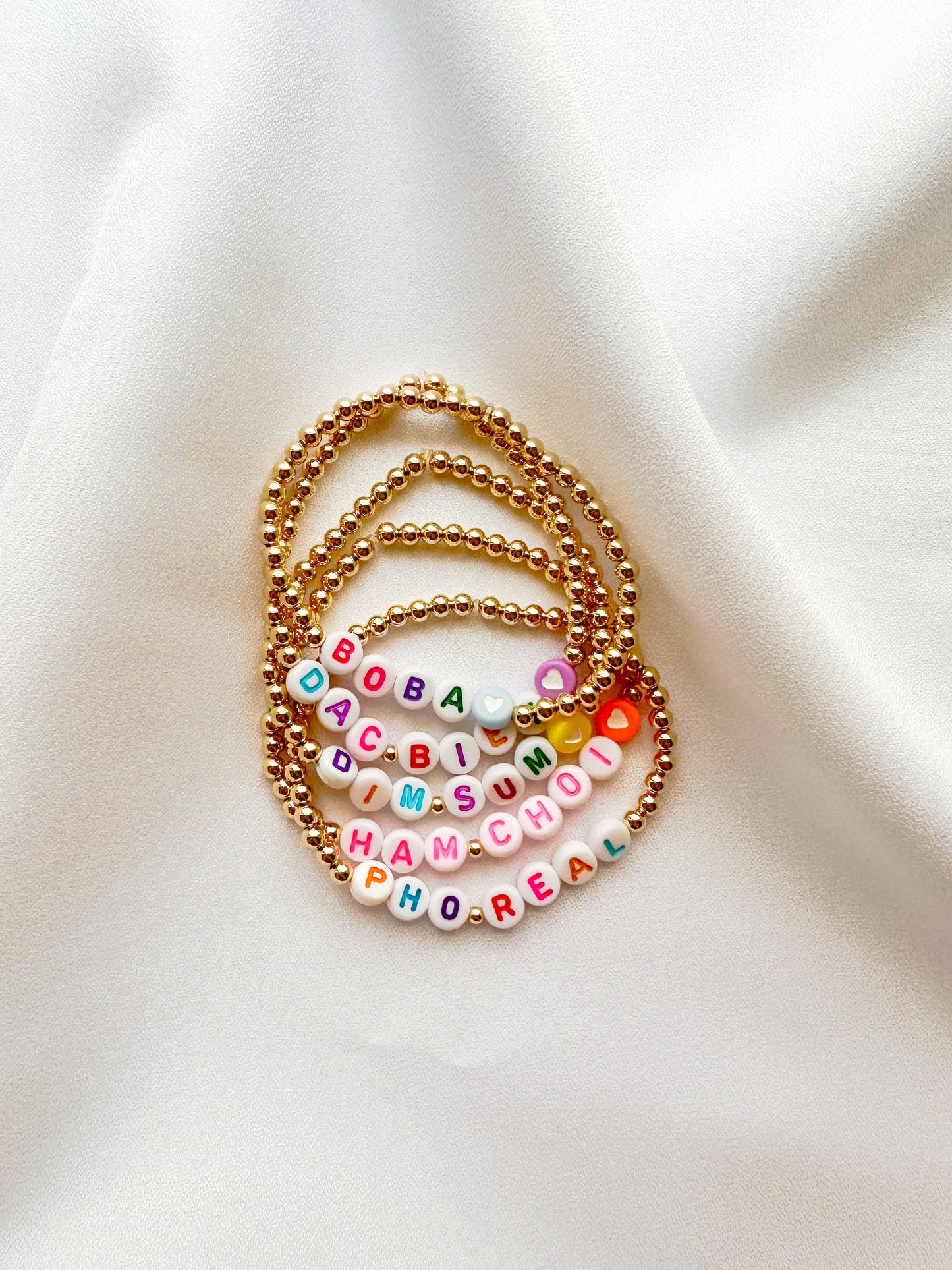 THE HAM CHOI | 14k Gold-Filled Vietnamese Phrase Beaded Bracelet