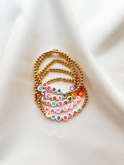 THE HAM CHOI | 14k Gold-Filled Vietnamese Phrase Beaded Bracelet