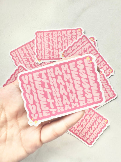 A matte premium vinyl sticker with a text Vietnamese