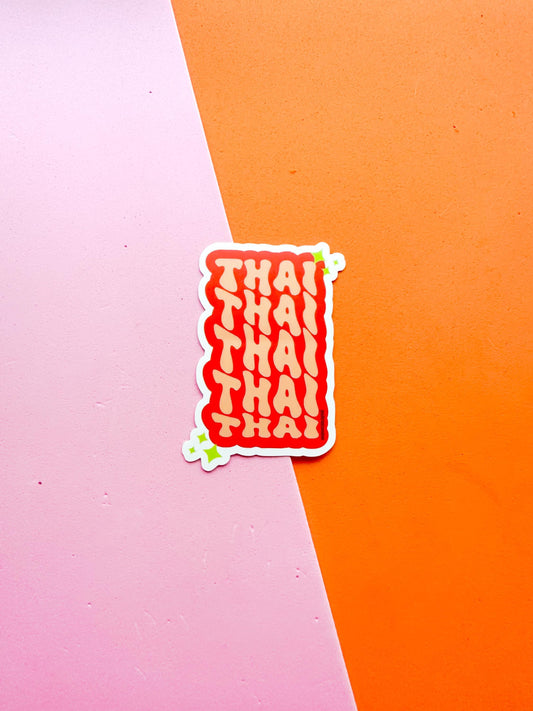 A matte premium vinyl sticker with the word 'THAI' 