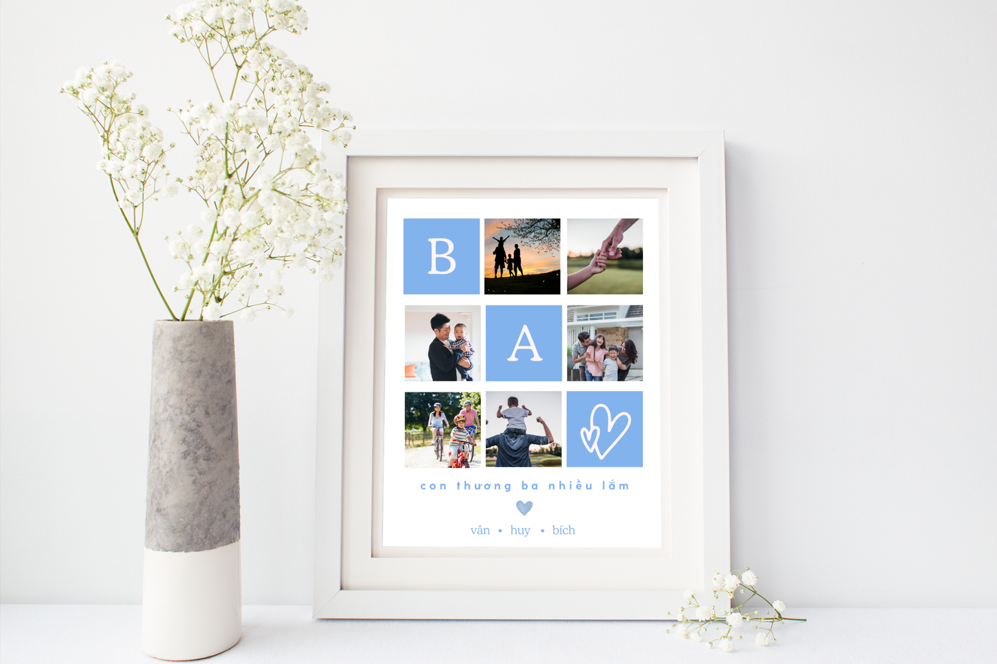 Personalized Vietnamese Father's Day Digital Art Print