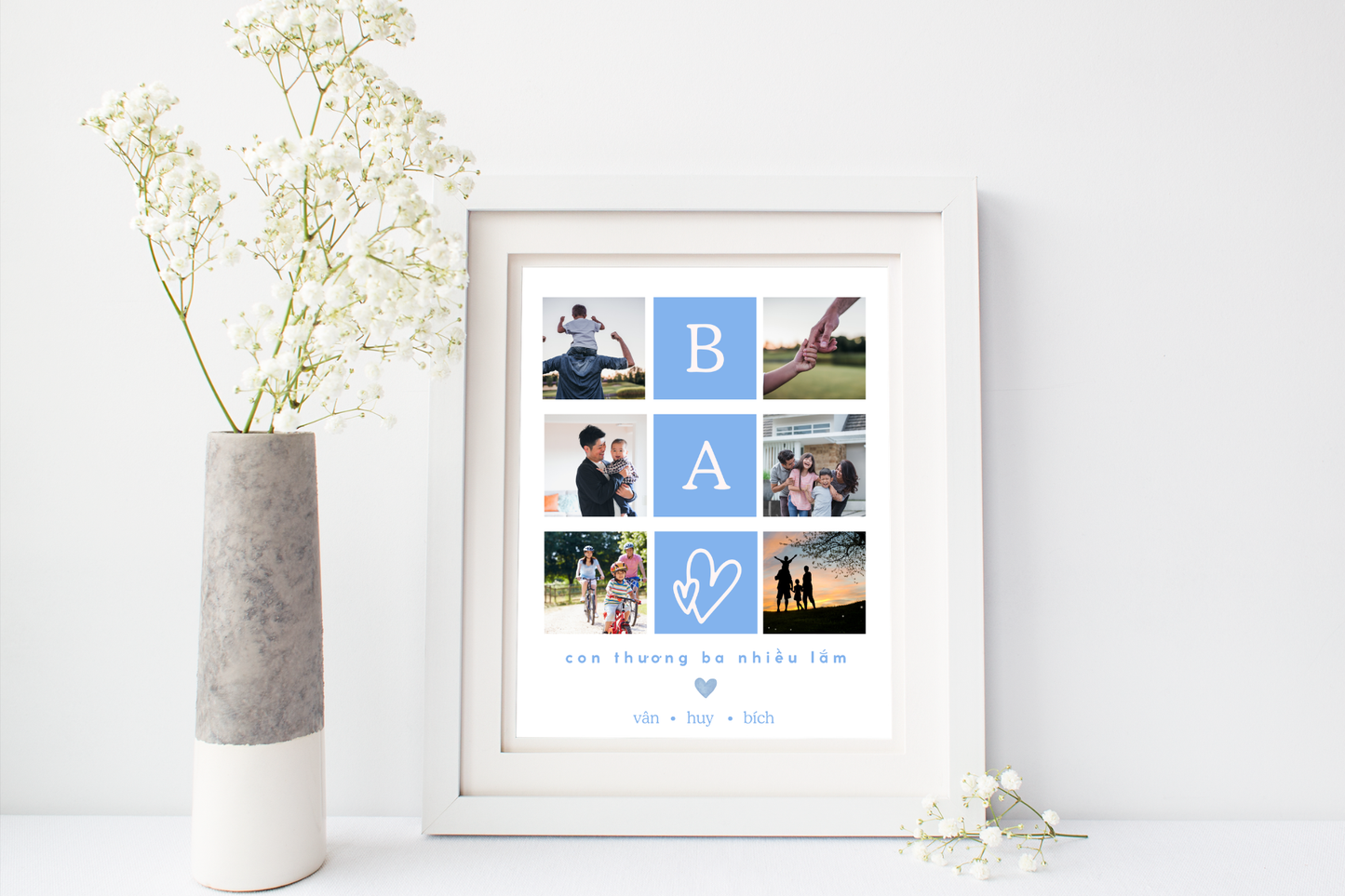 Personalized Vietnamese Father's Day Digital Art Print