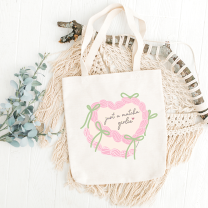 Just A Matcha Girlie Canvas Tote Bag