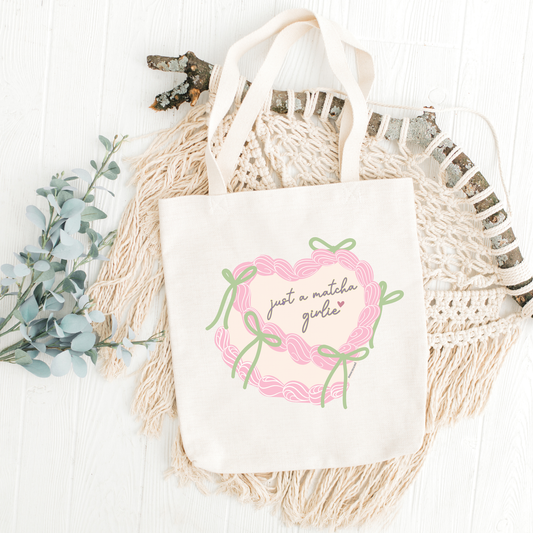 Just A Matcha Girlie Canvas Tote Bag